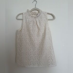 Ann Taylor Factory X-Small Sleeveless Lace Shell Top in Ivory